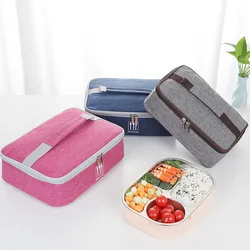 Retangular oxford pano saco de almoço portátil grande capacidade piquenique bento alimentos isolamento térmico saco térmico recipiente de armazenamento