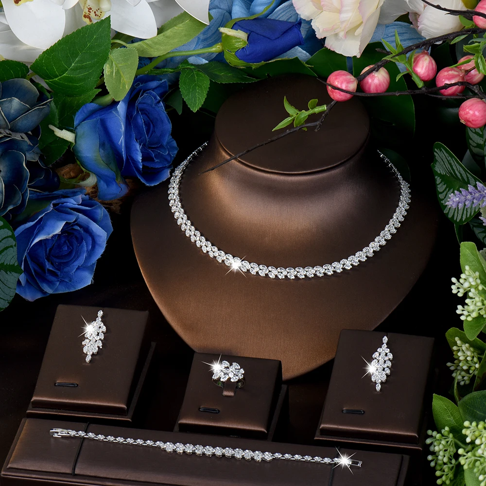 HIBRIDE Everyday Set Fashion Jewelry Necklace Earrings Bracelet Women's Light Luxury Clothing Wedding Bridal Holiday Gift S-1130