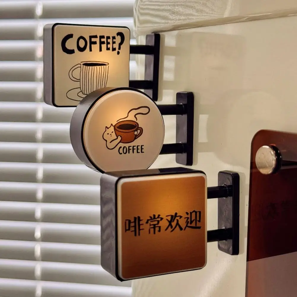 New Coffee Corner Atmosphere Side Suction Light Sign - Illuminated Magnetic Refrigerator Decoration Miniature Light Box Sticker
