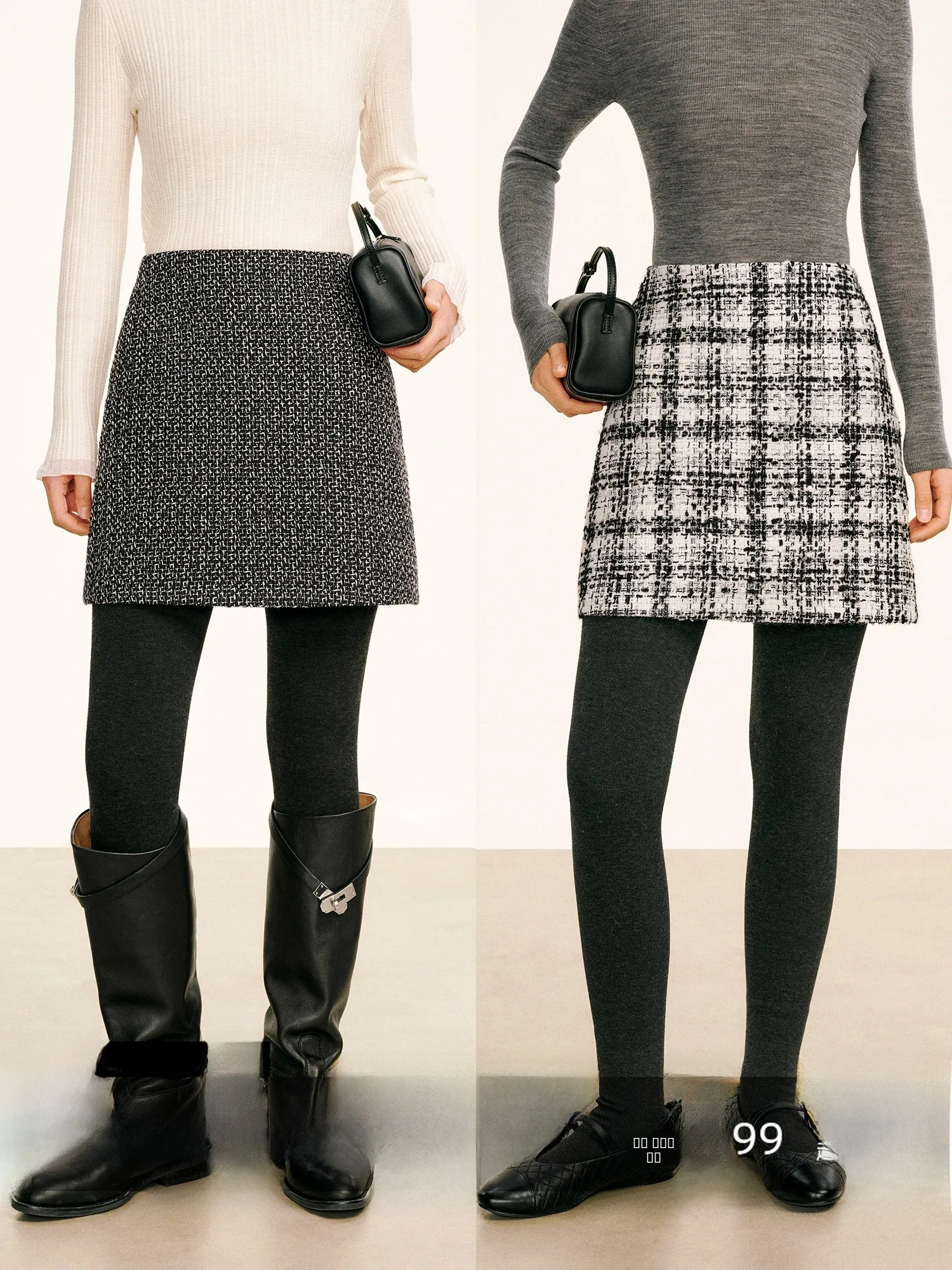 

CA Stberries Sweetheart ort A-Line Skirt Women's High Waist Jin Kou Wool Thi Tweed Spring Ele Sle