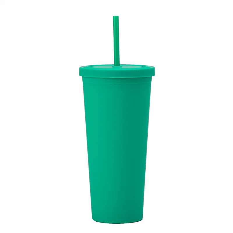 Matte Finish Reusable Plastic Cup, Double Wall Tumbler with Straw, Coffee Cup, Drink Cup, 700ml, 710ml, 22oz, 24oz, New, 2024