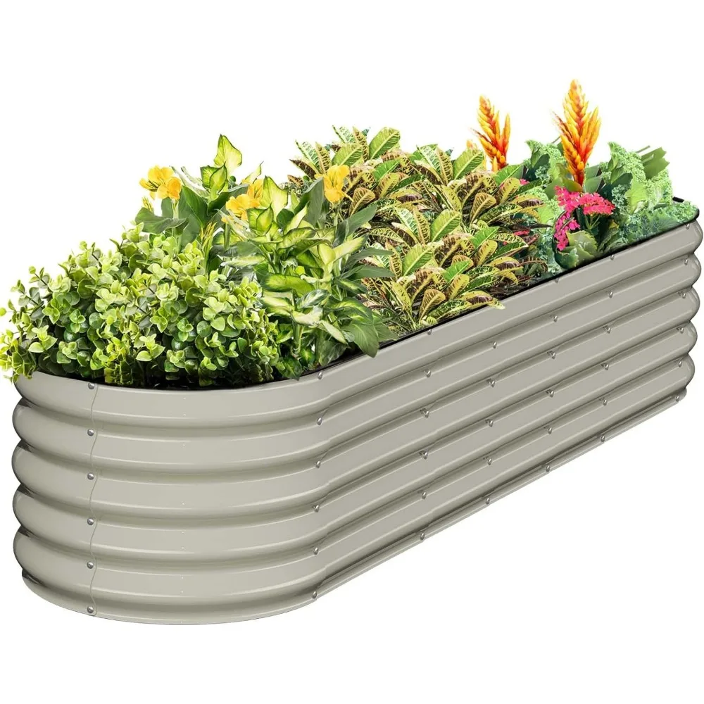 

Kesfitt Galvanized Raised Garden Bed Kit,18" Tall 7-in-1 Outdoor Metal Planter Boxes with Safety Edging,8×2×1.5FT Modular Large