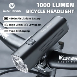 WEST BIKING Bicycle High/Low Beam Headlights Rechargeable 4800mAh Front Light General/Hanging Double Mounting Cycling Flashlight