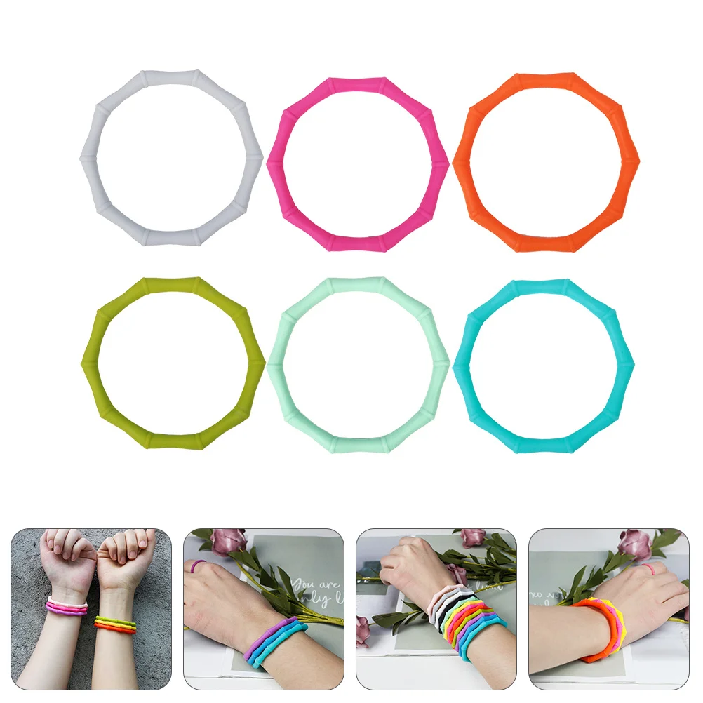

6Pcs Silicone Bracelet Skin-Friendly Flexible Wristband for Parties Events Sports Games Long-Lasting Rubber Band Set