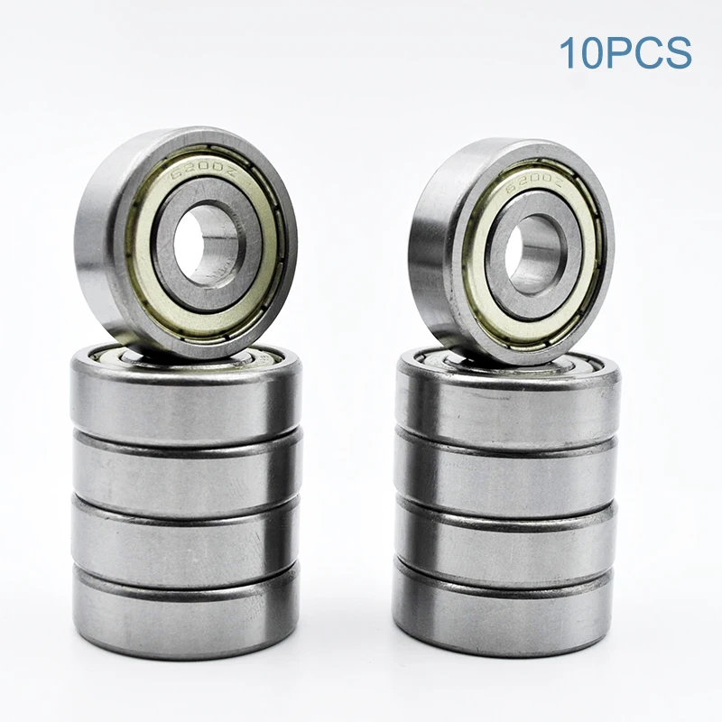 10pcs 6200 2RS ZZ 10*30*9mm 6200ZZ DDU 2Z Inner Diameter 10mm Chrome Steel Deep Groove Ball Bearings