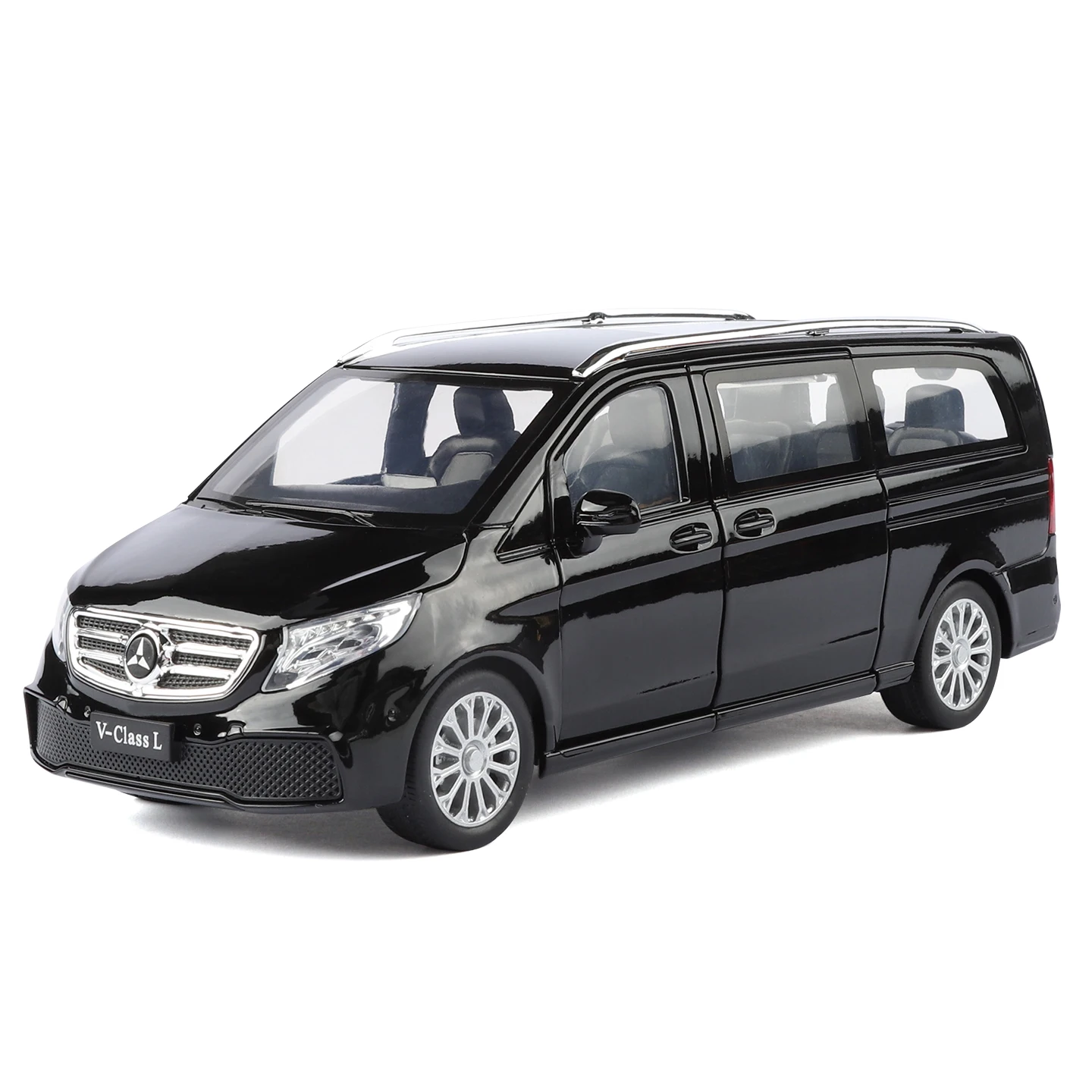 

1:24 Mercedes-Benz V260L модель коммерческого автомобиля из цинкового сплава, литье под давлением, имитация кузова, детали интерьера, подходит для детей