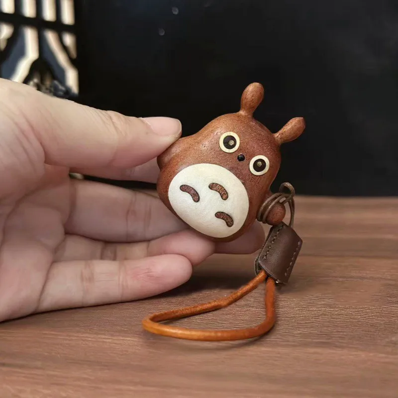 NEW Wooden Carving Cat Ornament Creative DIY Keychain Pendant Desktop Accessories miniature items Home Decor Birthday gift