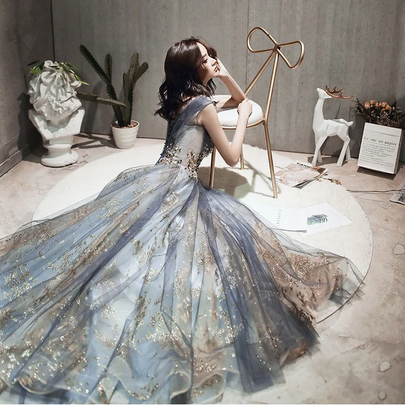 Customized Advanced Evening Dress, Women's Banquet, Piano Art Exam,  Niche, High End Champagne Color, French Style, Host Dress