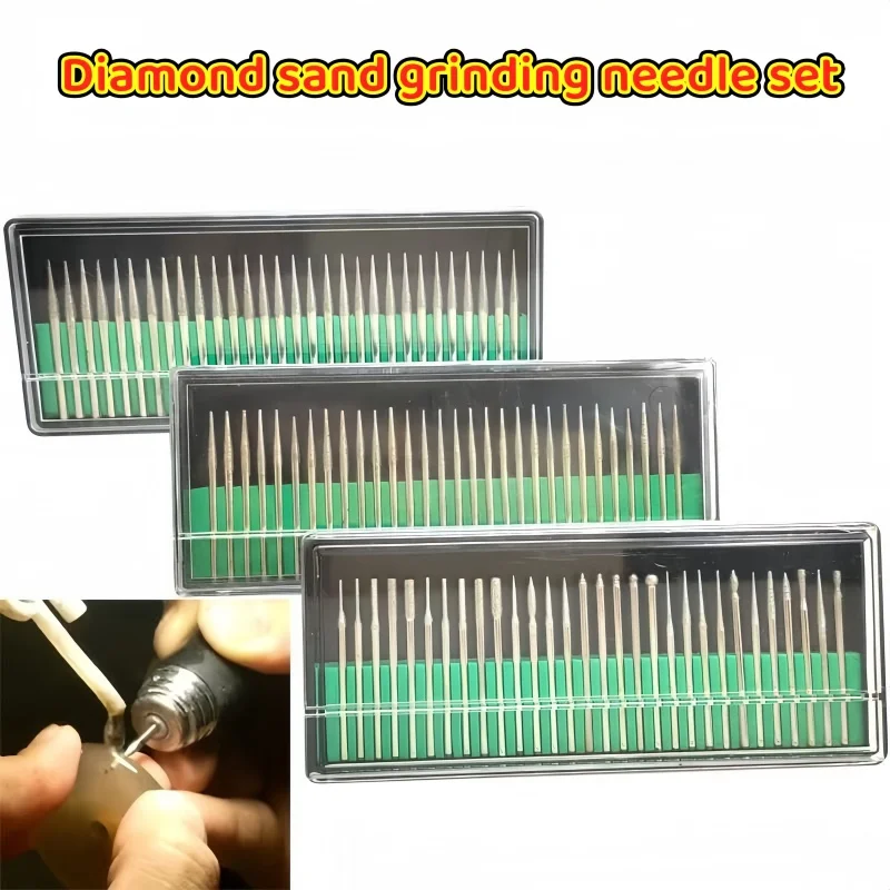 20/25/30 Pcs Diamond Burs - 2.35/3.0mm Shank, Drilling/Enlarging/Carving Grinding Bits for Jade Jewelry Polishing & Engraving