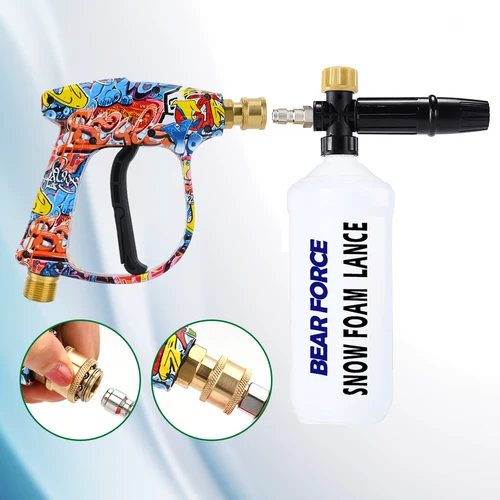 Imagen 2 del producto Pistola de agua para lavadora a presión, conector de manguera de limpieza de coche para boquillas de conector rápido Karcher Nilfisk Parkside Bosch