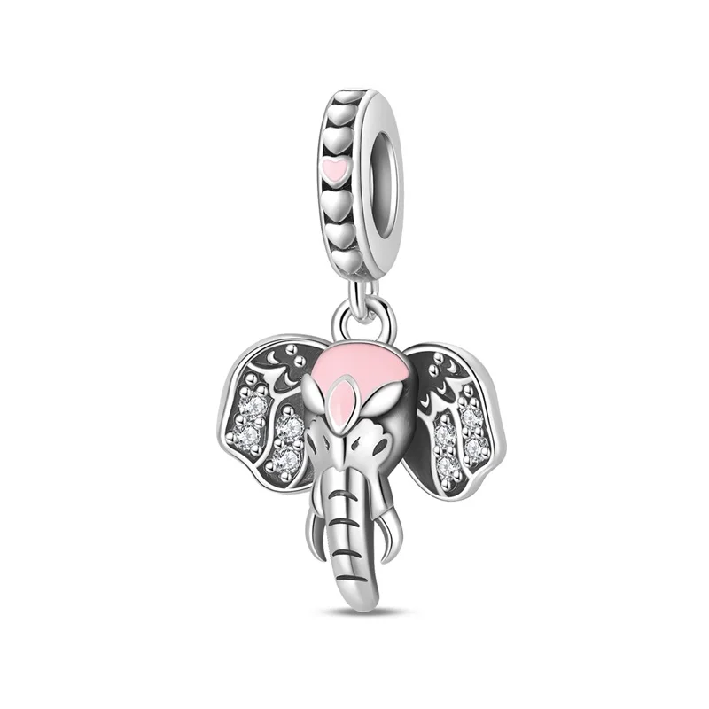925 Sterling Silver Color Elephant Head Charms Pendant Fit Original Bracelet DIY Women Wedding Jewelry Gift