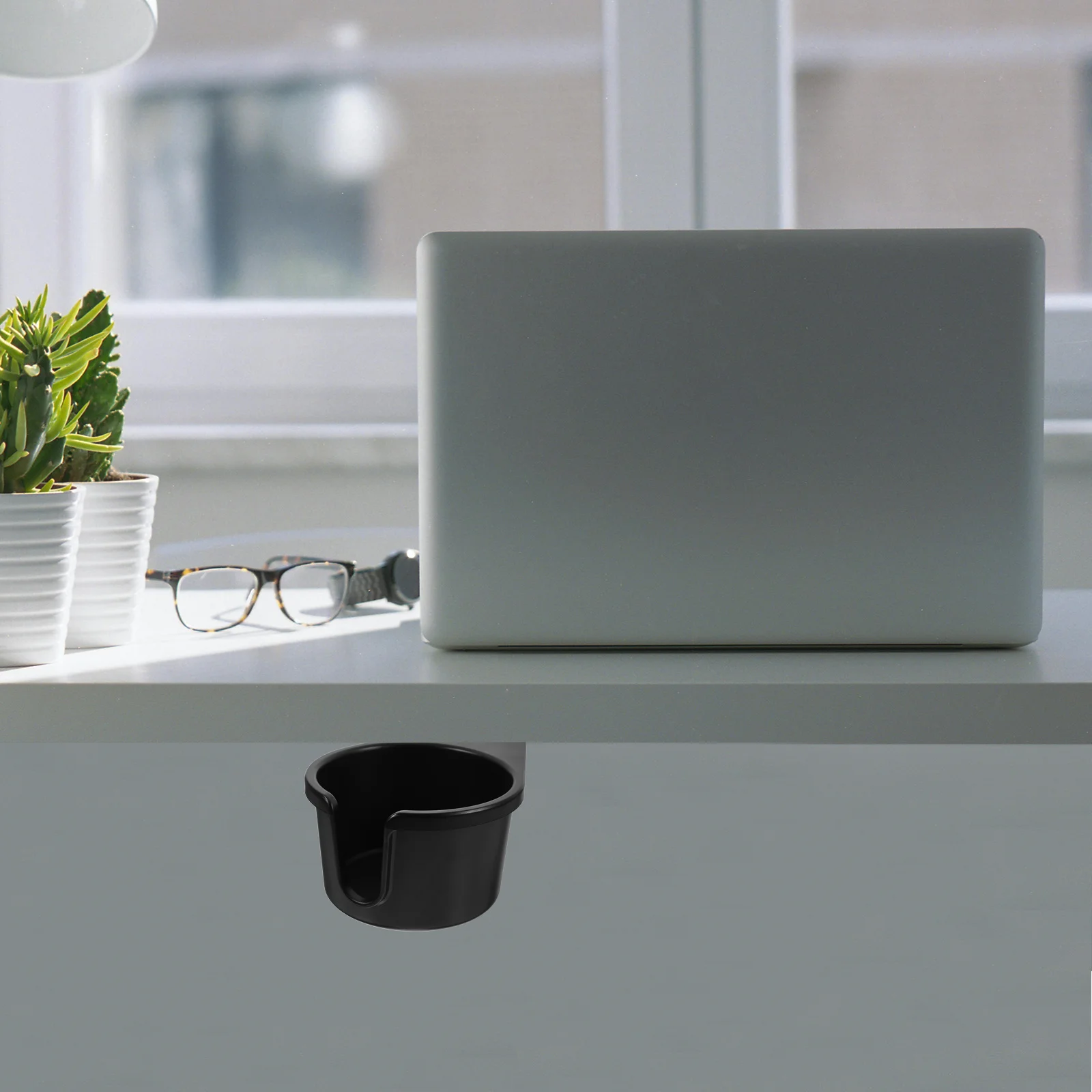 

Desk Cup Holder 360 Rotating Under Table Coffee Mug Storage Hidden Feature Reliable ABS Construction Desk Cup Holder
