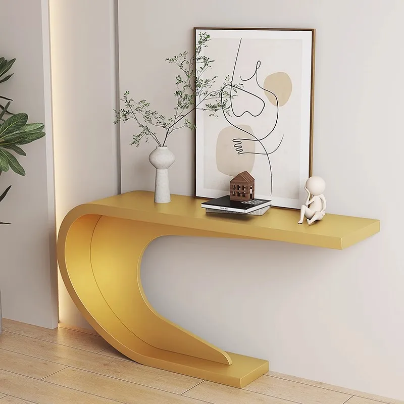 ib-Modern Cream Wind-Resistant Marble Top Durable Console Table for Villa Home Living Room Porch-