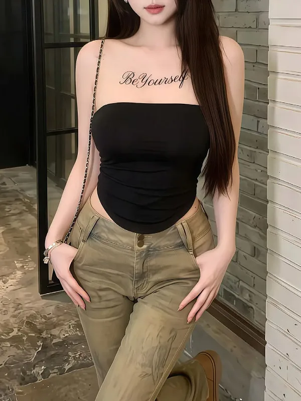 Summer New Pure Desire Sexy Mesh Slimming Top plus Size Women's Fashionable Tube Top Vest Commute Style Bodycon Fit