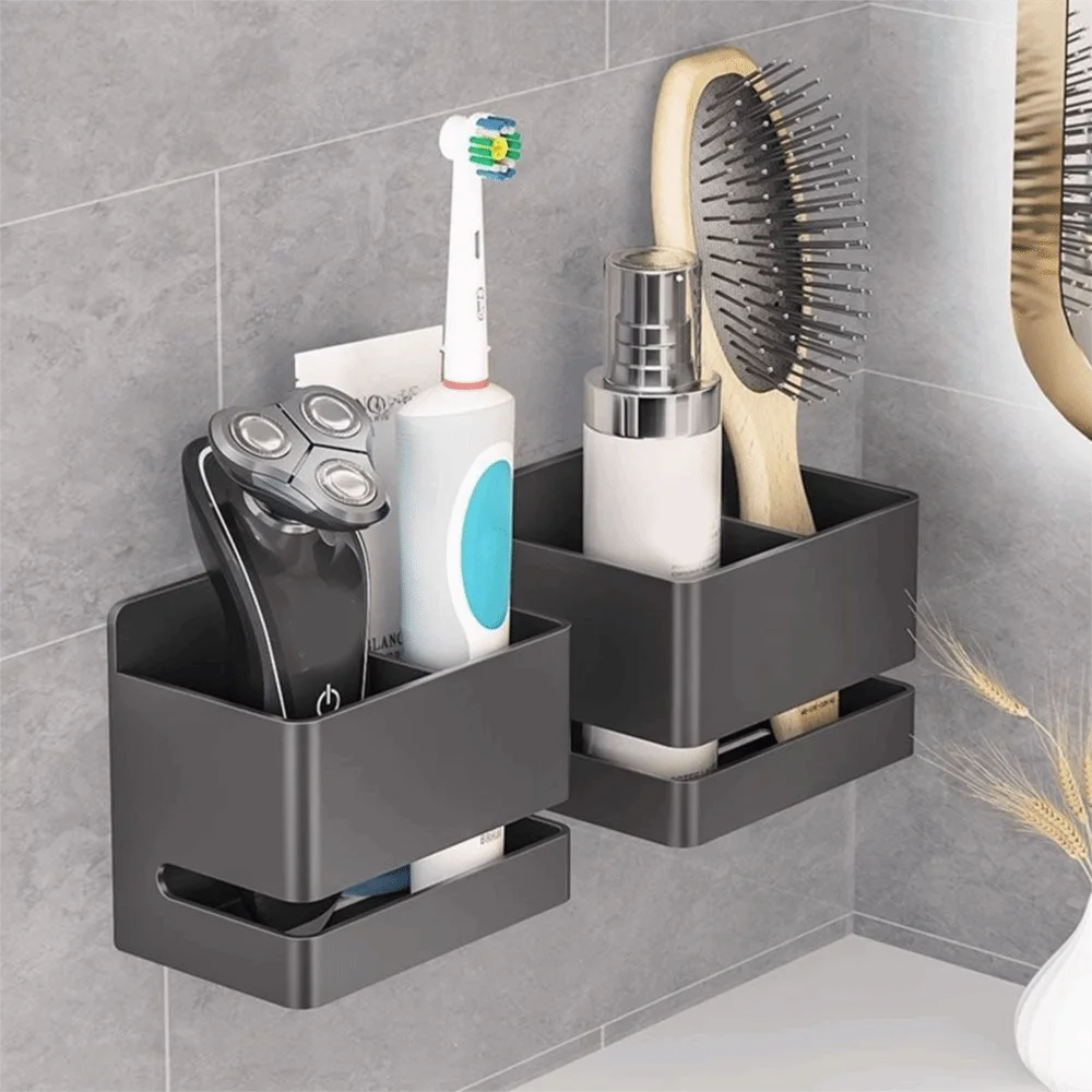 

Durable Punch Free Toothbrush Holder Wall Mounted Space Saving Razor Storage Rack Waterproof Toothpaste Holder Kitchen