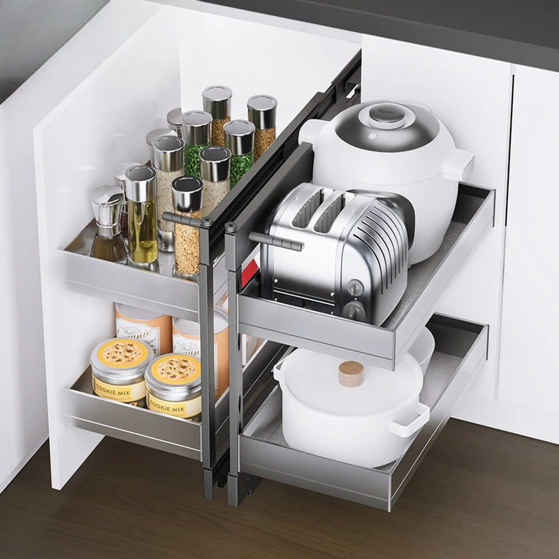 Kitchen Sink Rack Pull Out Kitchen Storage Rack Stainless Steel Cabinet Storage Racks Stabe Sliding Drawer Shelf Organizer