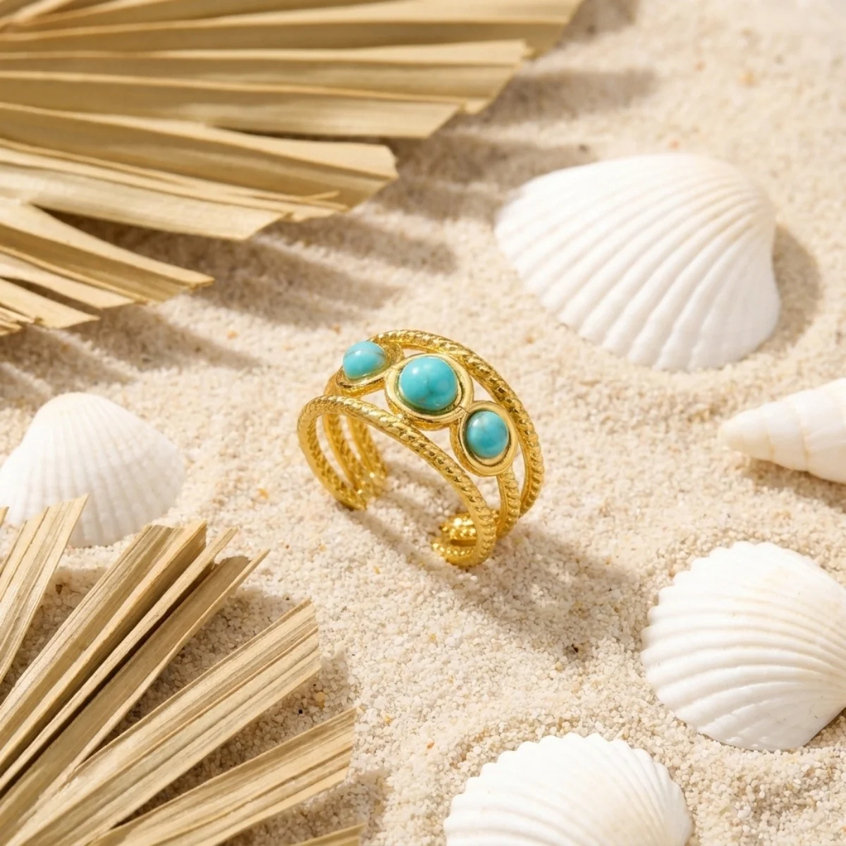 Edelstahl Blau Naturstein Geometrische Fingerringe für Damen und Herren Französischer Vintage Sonnenblumen-Blatt Runder Ovaler Ring Schmuck – Detail 25