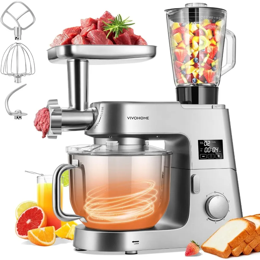9 in 1 Multifunctional Stand Mixer with Fermentation Function for Home Kitchen Use: 6 Speed Settings 7.5 Quart Capacity Builtin