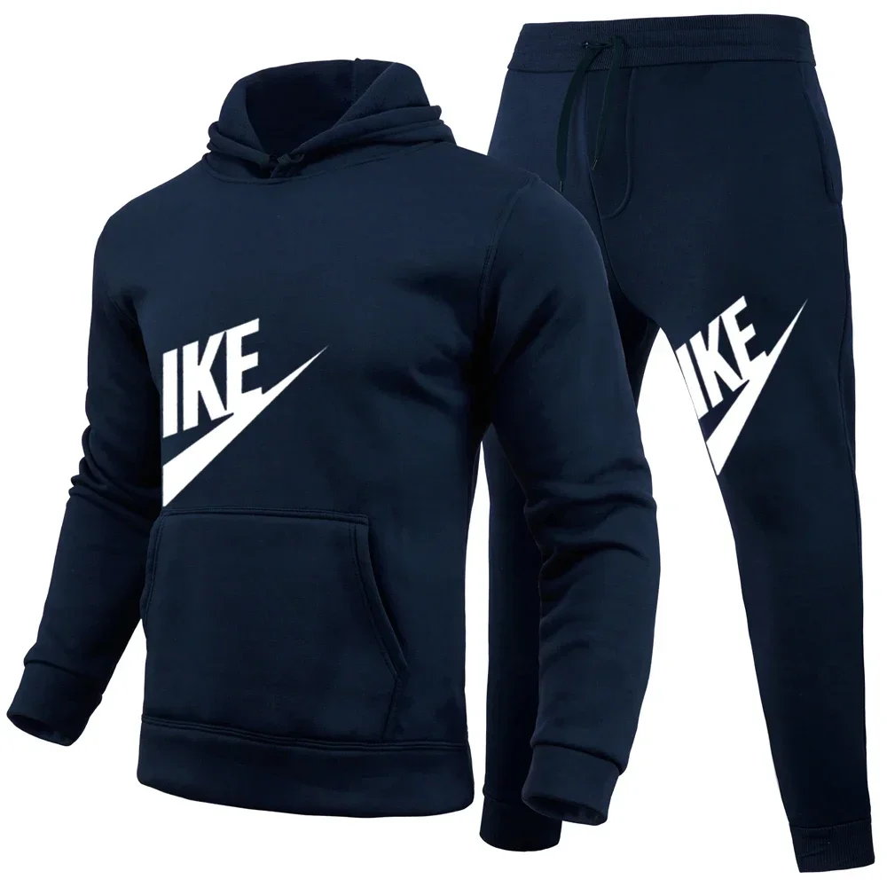 

Men's casual fashion sweatshirt + long pants set, outdoor running and fitness men's sweatshirt set 2025 autumn/winter casual spo