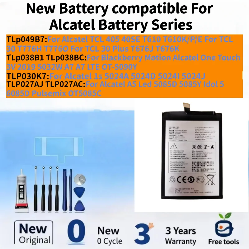Batería nueva compatible con Alcatel TCL 405 40SE T610 T610K/Motion Alcatel One Touch/1s/A5, baterías para teléfono Led + herramientas gratuitas