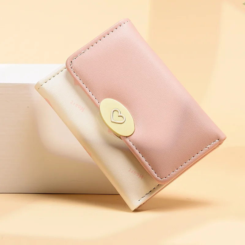 Billeteras pequeñas para mujer, carteras pequeñas bonitas en forma de corazón, monedero Simple de cuero PU a la moda, novedad de 2023