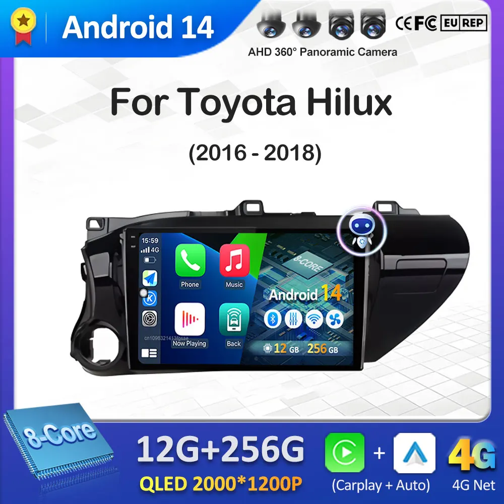 

Интеллектуальная система GPS-навигации для Toyota Hilux 2016 2017 2018, автомобильный мультимедийный видеорадиоплеер, DSP стерео QLED IPS экран