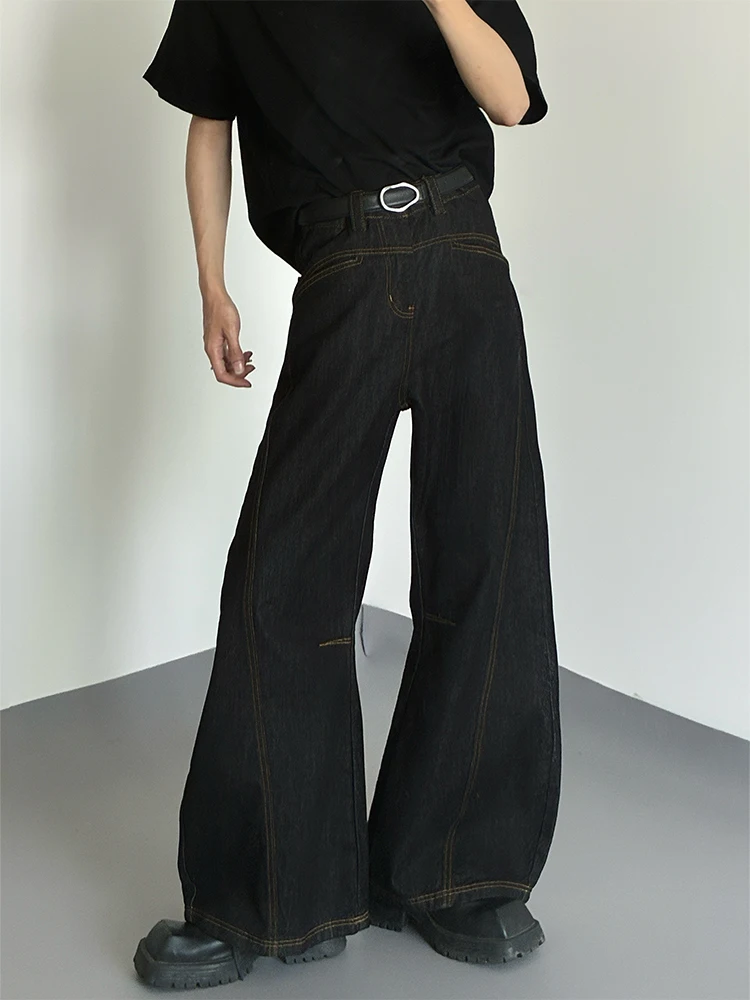 

Американские ретро-джинсы с микро-клешем и широкими штанинами для мужчин, свободного кроя, молодежные, модные, из хлопка и полиэстера