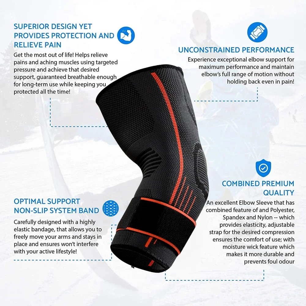 1Pcs Elbow Brace for Tendonitis and Tennis Elbow,Elbow Compression Sleeve Support for Men & Women,Adjustable Strap for Workout