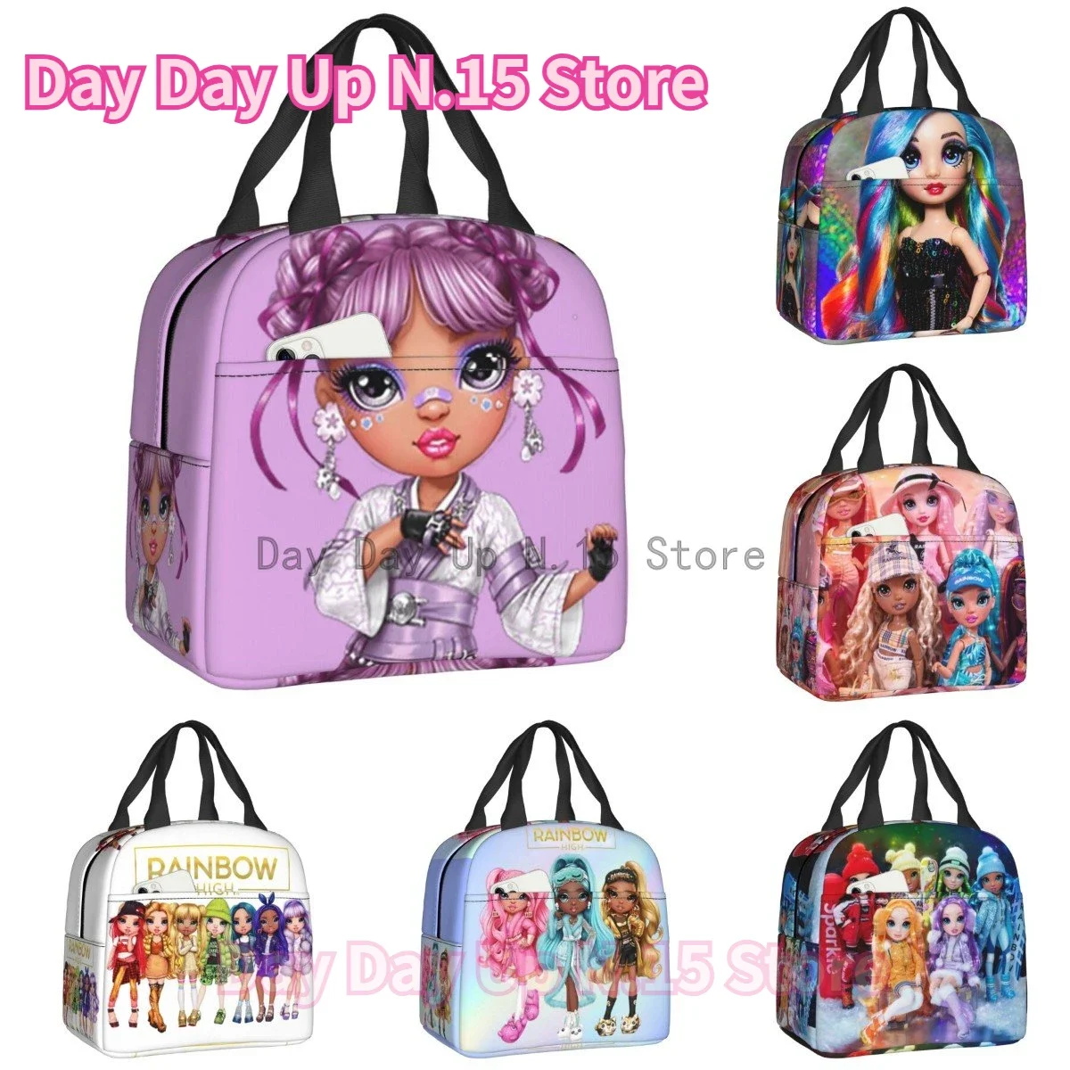 Rainbow High Lila Yamamoto Portable Lunch Box Multifunction Thermal Cooler Food Insulated Lunch Bag School Children Student