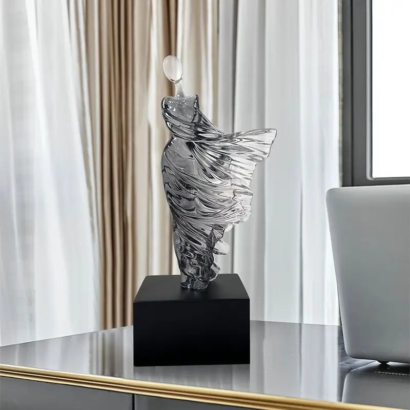 

Modern Abstract Art Ornament High Entrance Living Room TV Cabinet Transparent Resin Figure Sculpture Artwork