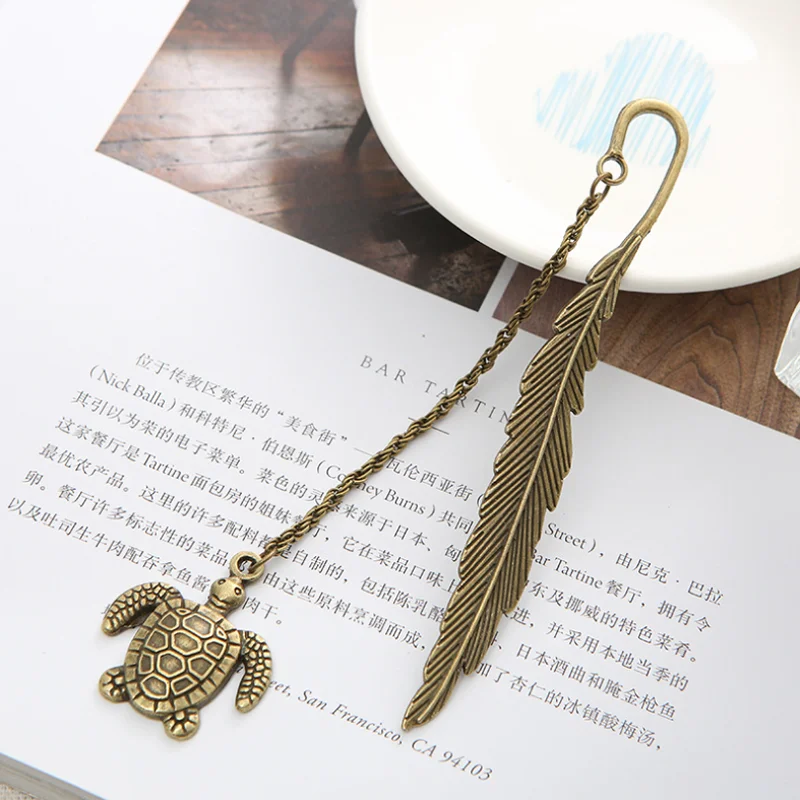 Animal Sun Metal Bookmark Handmade Vintage Feather Leaf Book Mark Birthday Gift Page Folder Student Creative Office Stationery