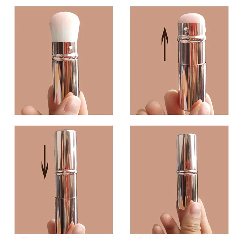 Portable  Single Makeup Retractable Powder Mini Makeup Brush With Cover Makeup Tool Soft Hair Beauty Blush Tool