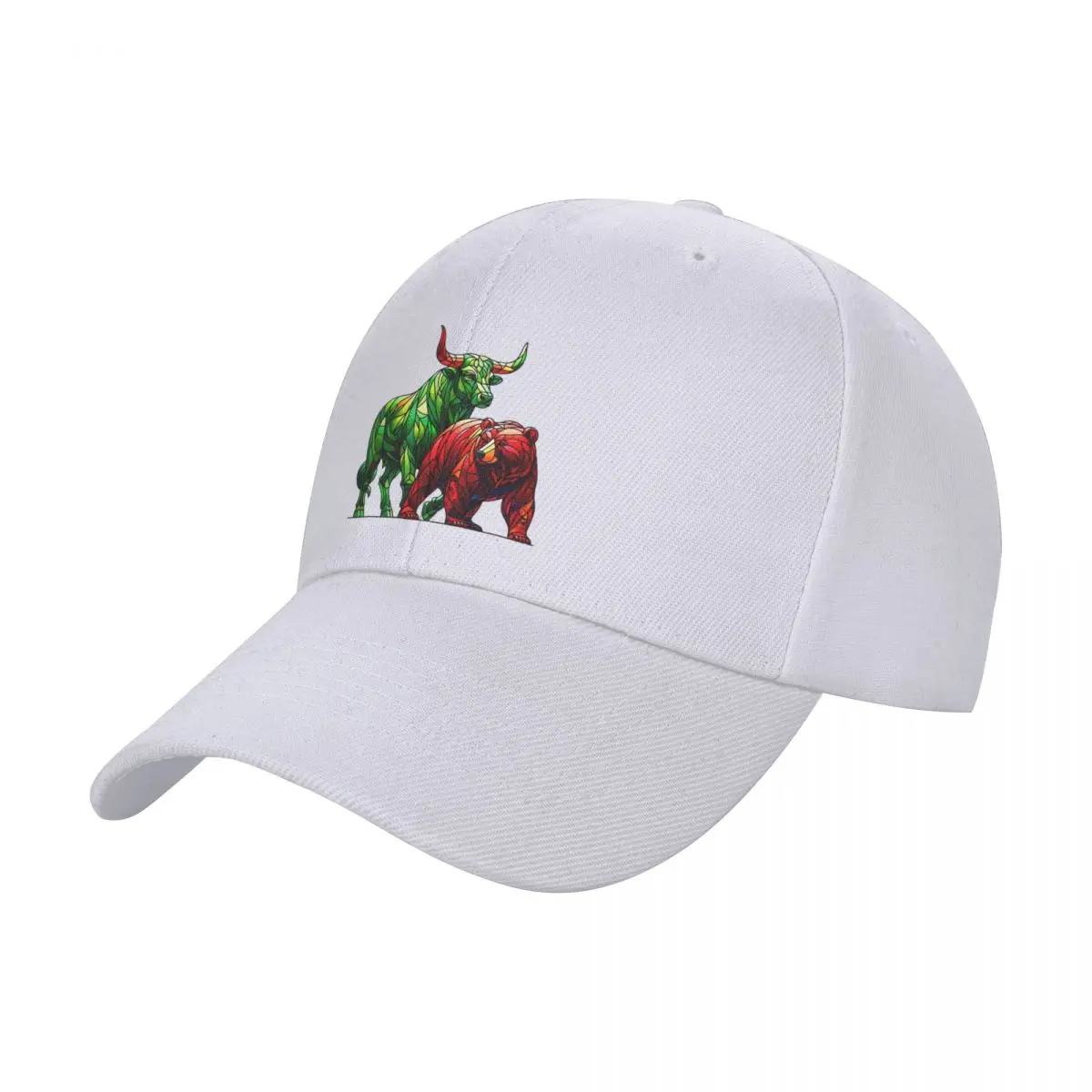 Stained Glass Green Bull and Red Bear Baseball Cap Ball Cap Rave Hat Man Luxury Hats Man Women's