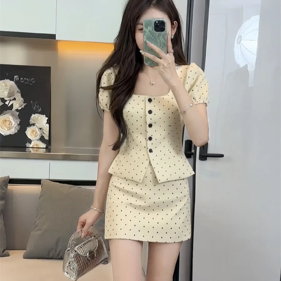 Woman Outfit Skirt Sexy Party Short Sleeve 2 Pieces Sets For Women Cheap Clothing 2025 New In Offers Korea Stylish Luxury Full