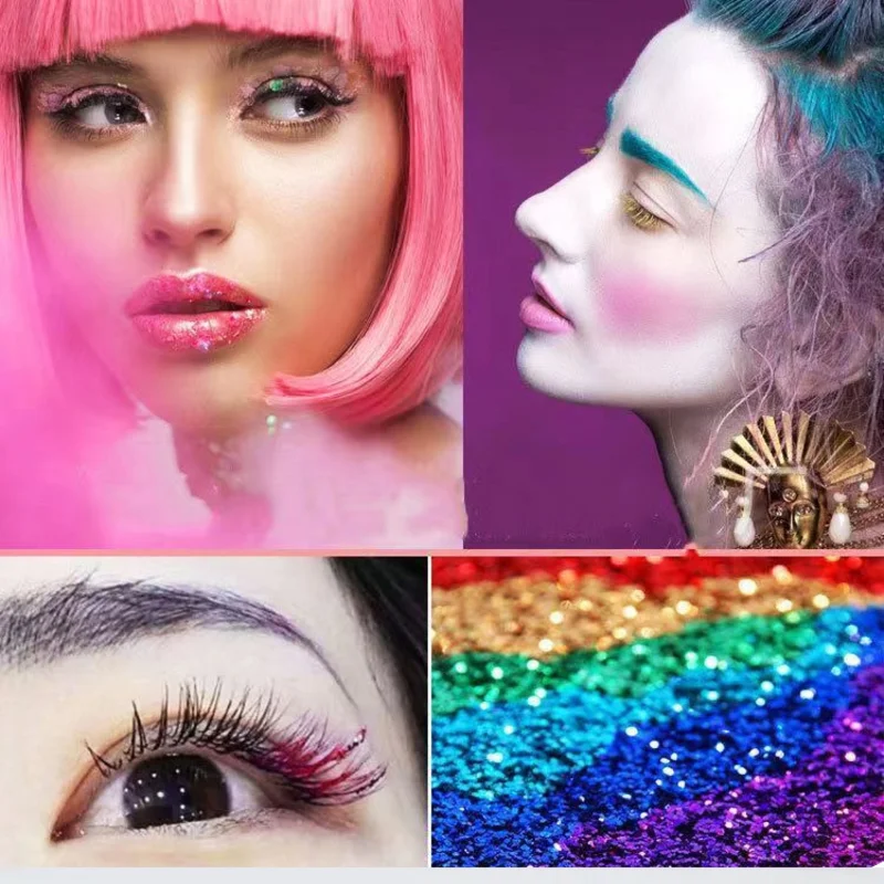 GENSE-Extensions de Cils à Paillettes, 16 Rangées, Scintillantes, Colorées, Individuelles, Fournitures de Maquillage de ix