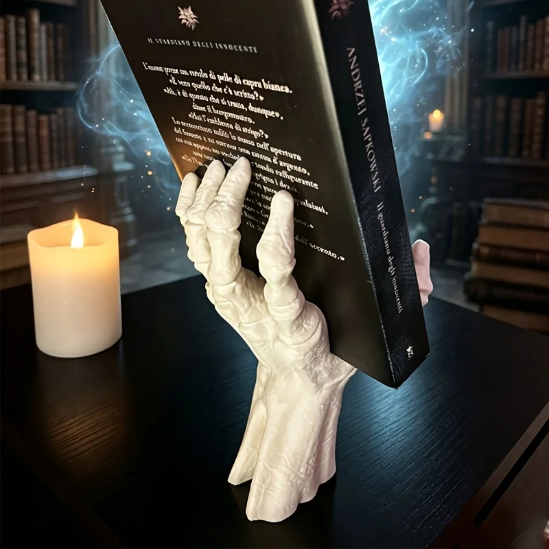 1pc Gothic Hand Book Stand with Supernatural Arm & Floating Hands Base - Suitable for Halloween Decor, Dark Bookend Display