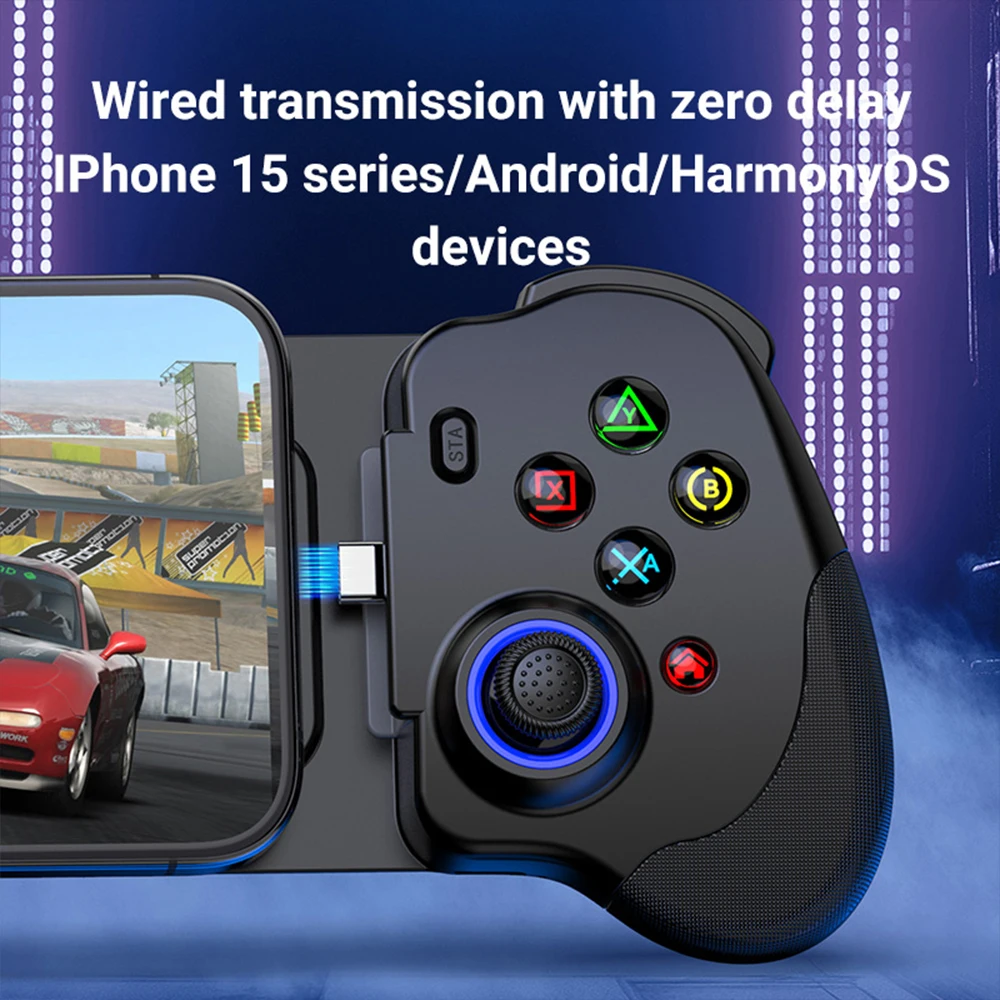 N01 Wired Retractable Grip Type-C Gamepad Accessory for Android iPhone PC/PS/xbox