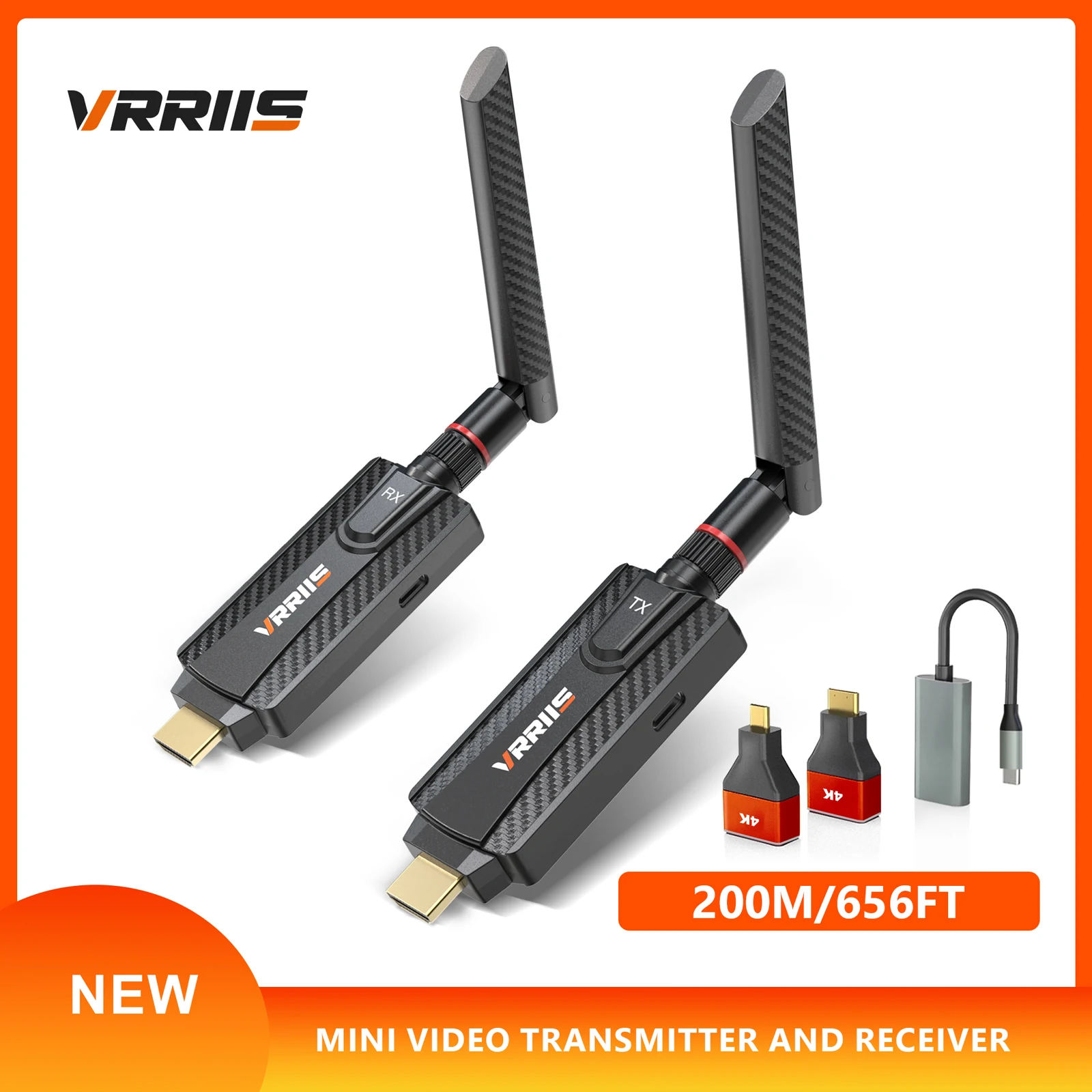 200m Wireless Wifi HDMI Video Transmitter and Receiver Extender 5G Display Adapter for PC Camera Laptop To Projector Monitor TV