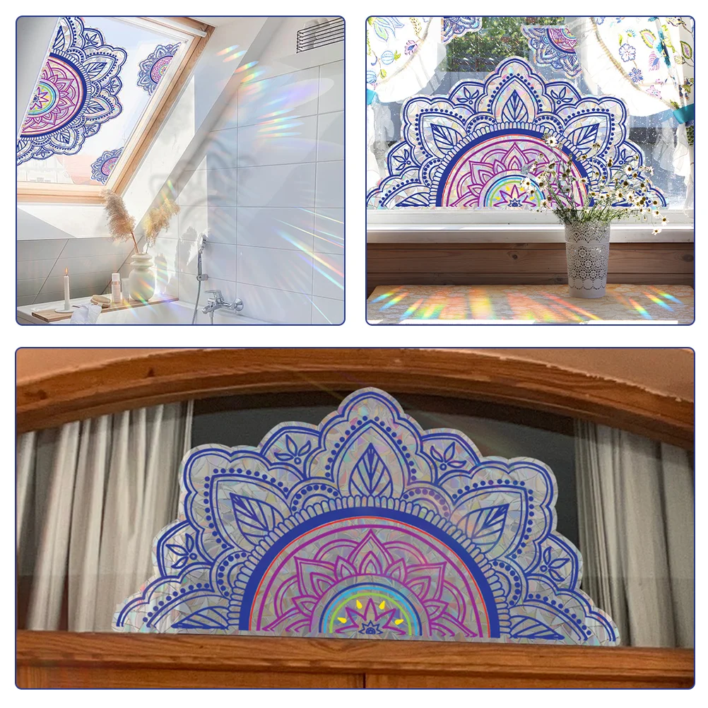 Home Decor Window Film Mandala Glass Sticker Prism Static Cling Wall Sun Catcher Pvc Clings Removable Decal Decals