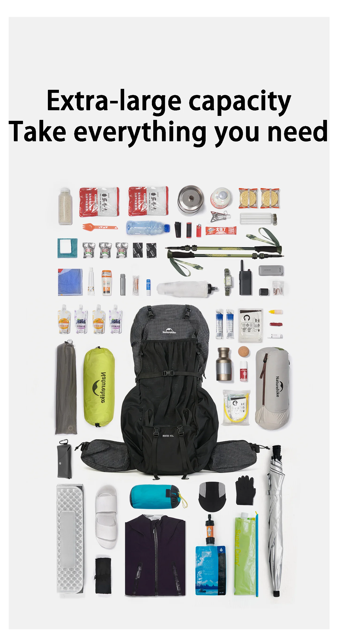 Naturehike Rock 2.0 Outdoor 30L 45L 60L Rahmenrucksack Reise Großvolumiger Wanderrucksack Wasserdichter Mochila Aluminium-Regenschutz Kletterrucksack – Detail 14
