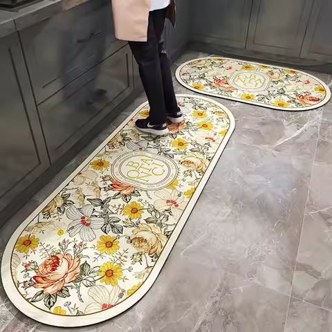 VIKAMA Non-Slip Oil-Absorbing Kitchen Runner Rug Easy Clean Multi-Functional Floor Mat For Bedroom Entryway Home Decoration
