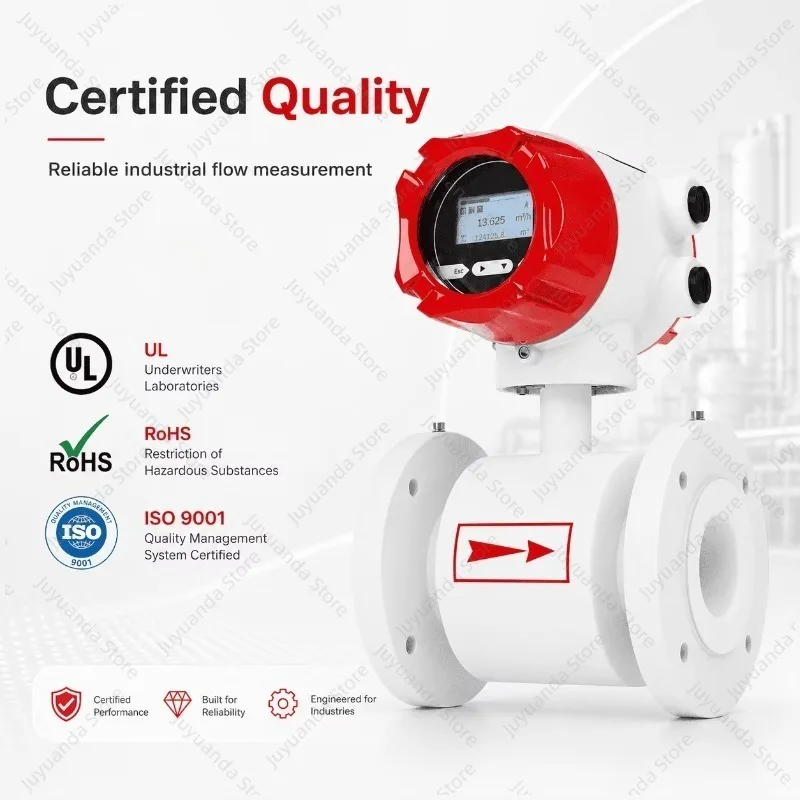 Electromagnetic Flowmeter 316L Electrode PTFE Lined Electromagnetic Flowmeter 4-20mA RS485 Is Suitable for Corrosive Acid and