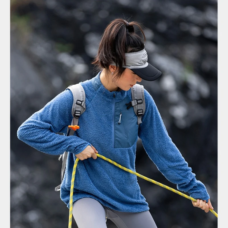 Outdoor Men and Women Universal Camping Warm Long-sleeved POLO Shirt, Daily Leisure Hiking, Winter Thickened Base Shirt.