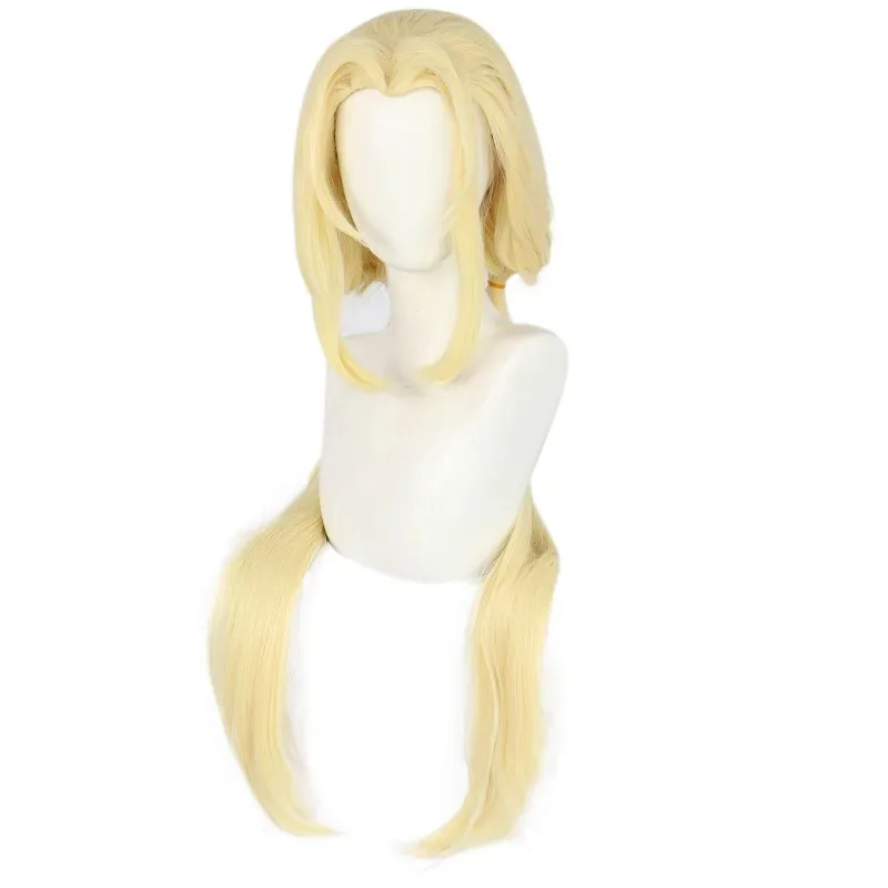 CyHOKAGE تسونادي شعر مستعار تأثيري شاحب الذهب الاصطناعية طويل شعر مستعار مستقيم أنيمي Coser جودة عالية ألياف مقاومة للحرارة شعر مستعار هالوين