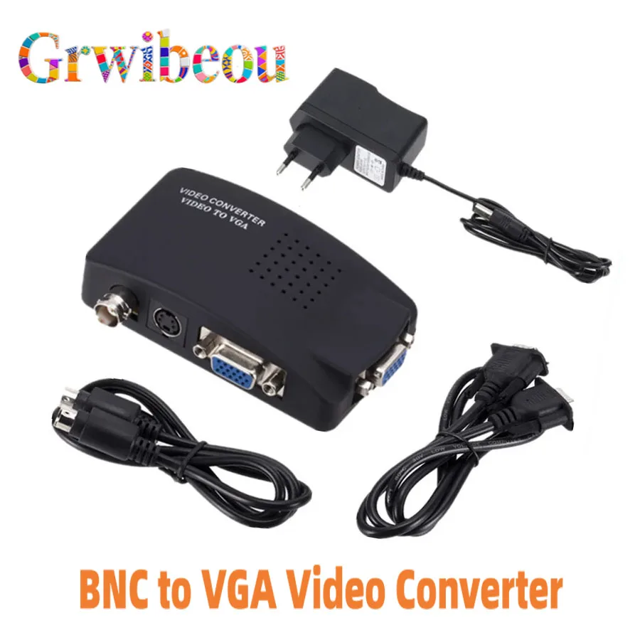 NEW 1080P BNC VGA Composite S-Video to VGA Converter Video Converter VGA Output Adapter Digital Switch Box For Mac TV Camera