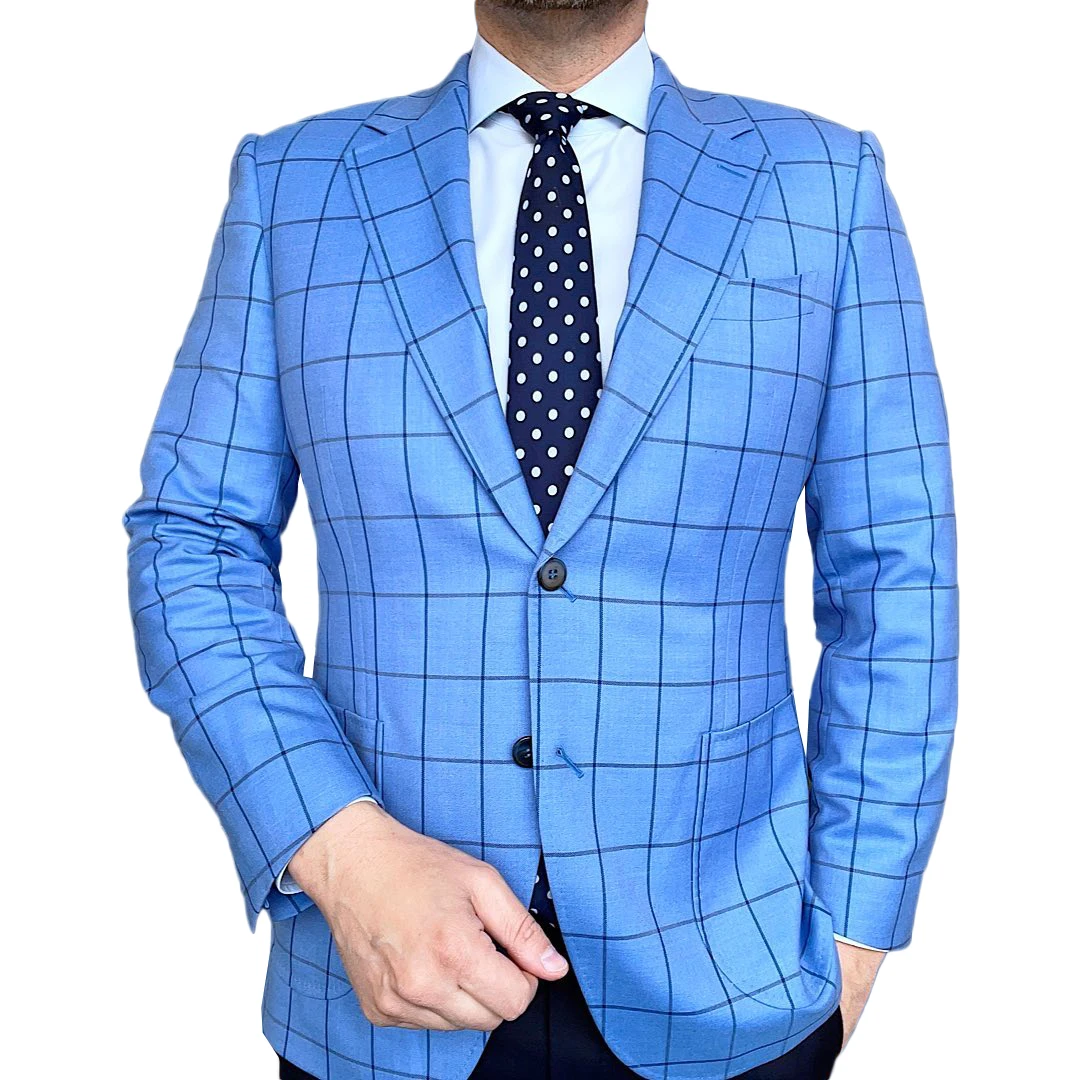 Abito da uomo classico a righe blu monopetto su misura giacca monopezzo Designer sposo bel Costume da cerimonia formale realizzato