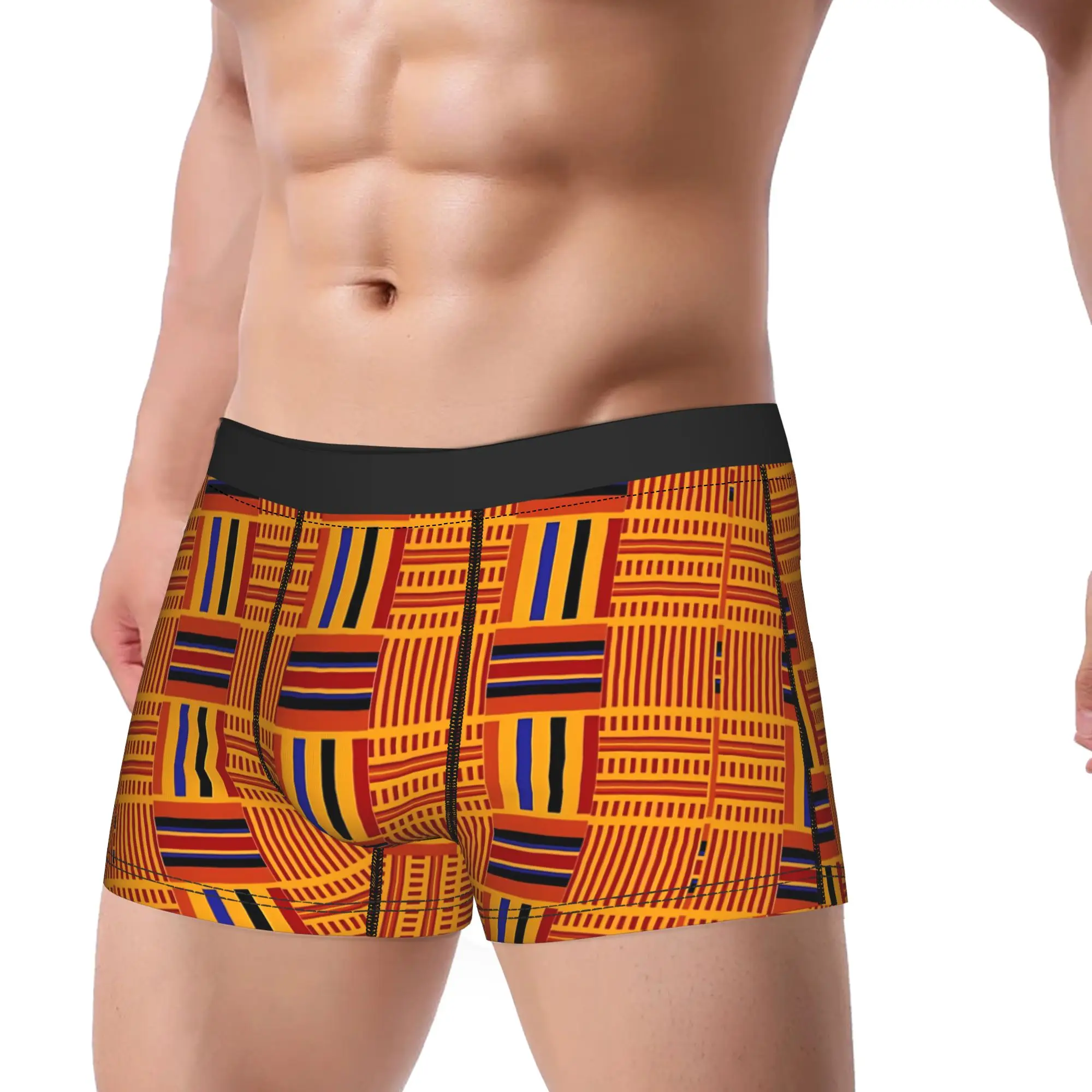 African Pattern Authentic Kente Cloth Boxer Brief  Underwear Hot Sale Men's Elastic Boxershorts Custom DIY Plus Size Underpants