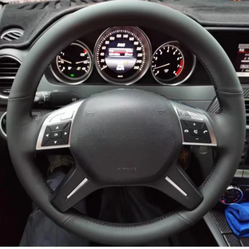 

Steering Wheel Cover Faux Leather For Mercedes Benz Class W204 W463 X166 W166 2011-2015 Braiding Cover For Benz Steering Wheel
