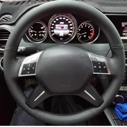 Steering Wheel Cover Faux Leather For Mercedes Benz Class W204 W463 X166 W166 2011-2015 Braiding Cover For Benz Steering Wheel