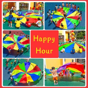 Rainbow Parachute Play Matte für Kinder, Outdoor -Teamspiel, Sprungbeutel, Bounce Play Matte, Schulaktivität, Puzzlespiel, 2 m, 4 m Durchmesser 10 Hauptverkaufsteppich 4m 3m - №3
